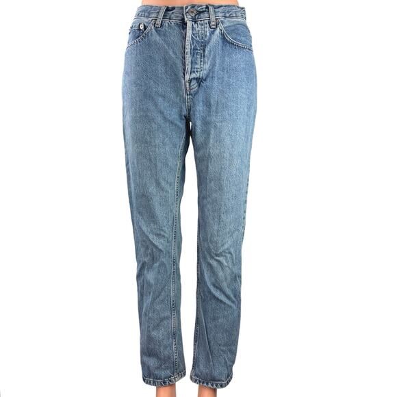 Everlane Denim - Everlane 90's Cheeky Blue Wash Straight Leg High Waist Crop Ankle Denim Jeans 25